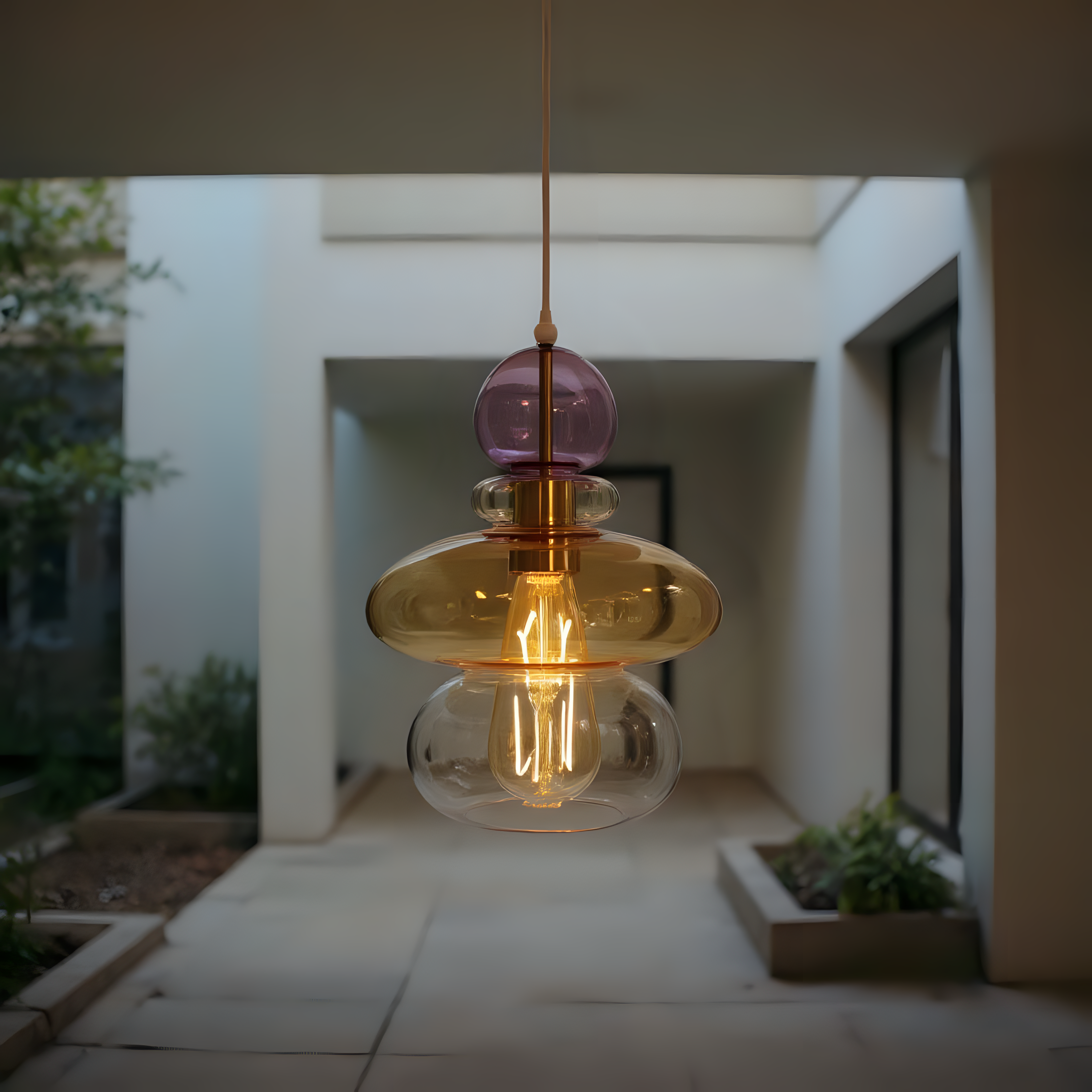 Handmade Blown Glass Pendant Light